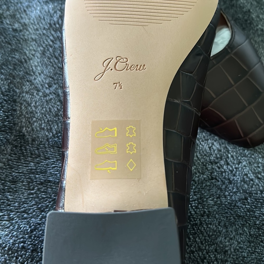 J. Crew Dark Brown Croc-Embossed Leather Flats - Picture 4 of 9
